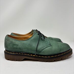 Vintage DR. MARTENS Made in England Green Leather 8541 Oxford Shoes Size 10